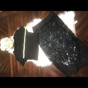 blouse and skirt set black